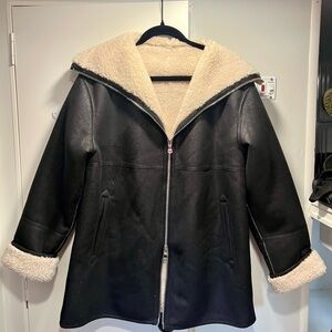 Mango Black and Cream Teddy Jacket